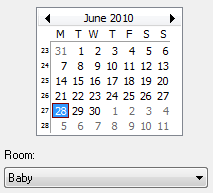 The date calendar and room sector